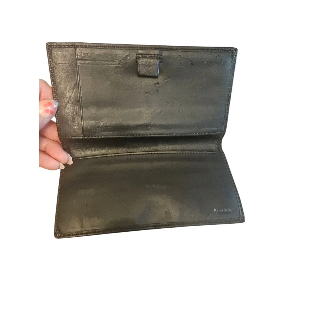 Coach Black Leather Bifold Wallet Clutch Organizer‎ Women's